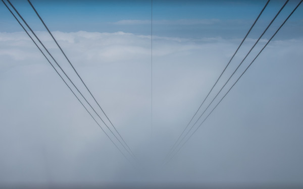 Seilbahn Hoher Kasten fährt in den Nebel